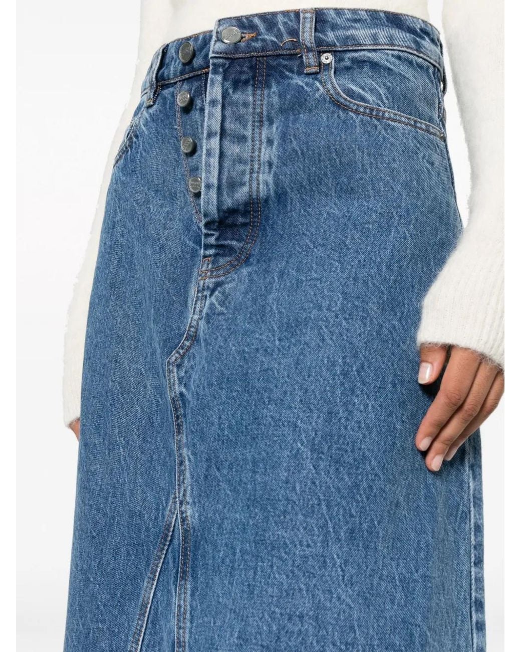 Ganni Blue High-Waisted Denim Maxi Skirt