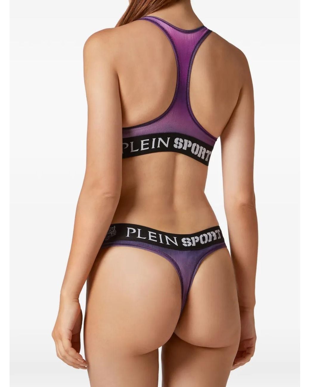 Philipp Plein Purple Logo-Tape Racerback Lingerie Set
