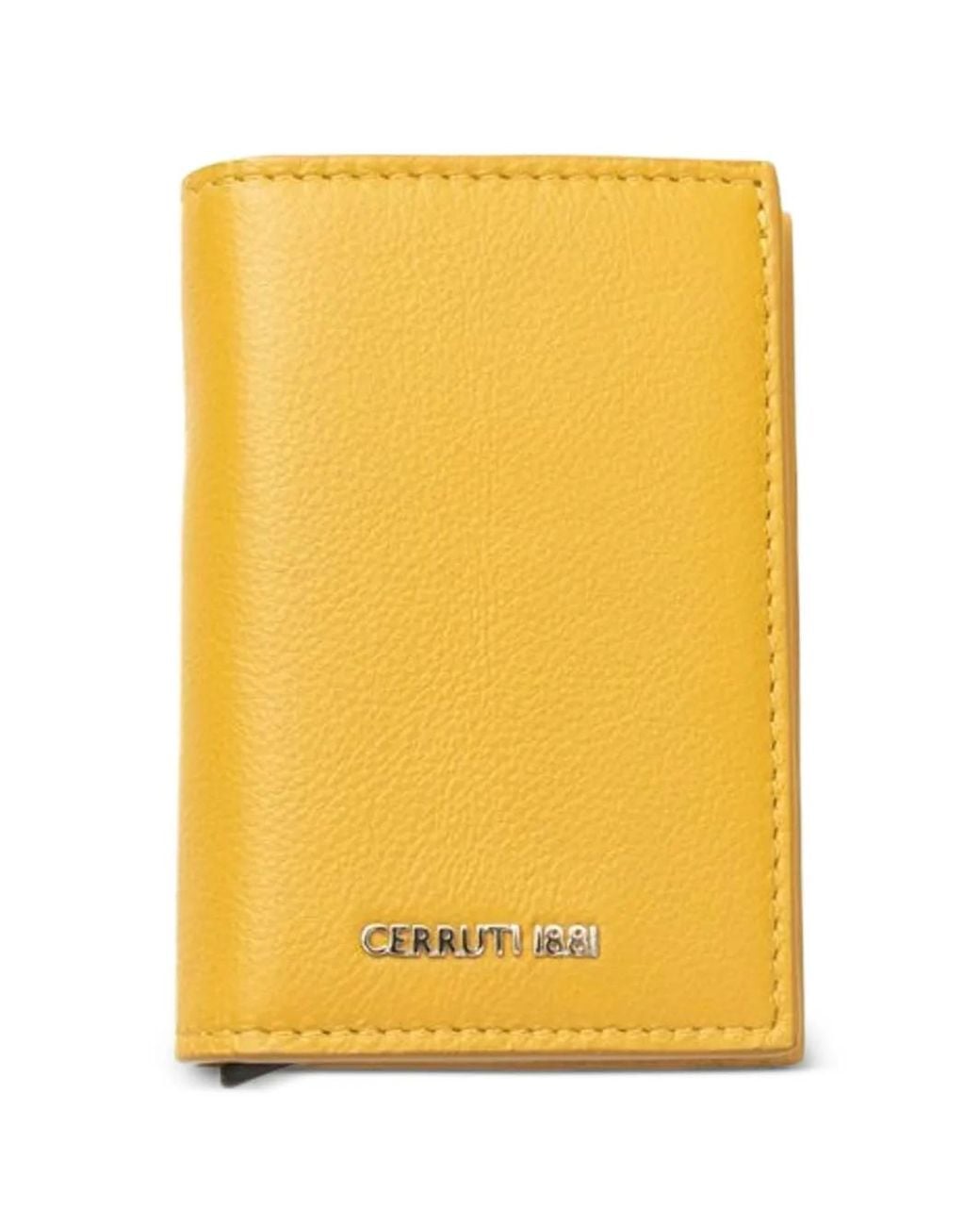 Cerruti 1881 Yellow Logo-Plaque Pebbled Card Holder for men