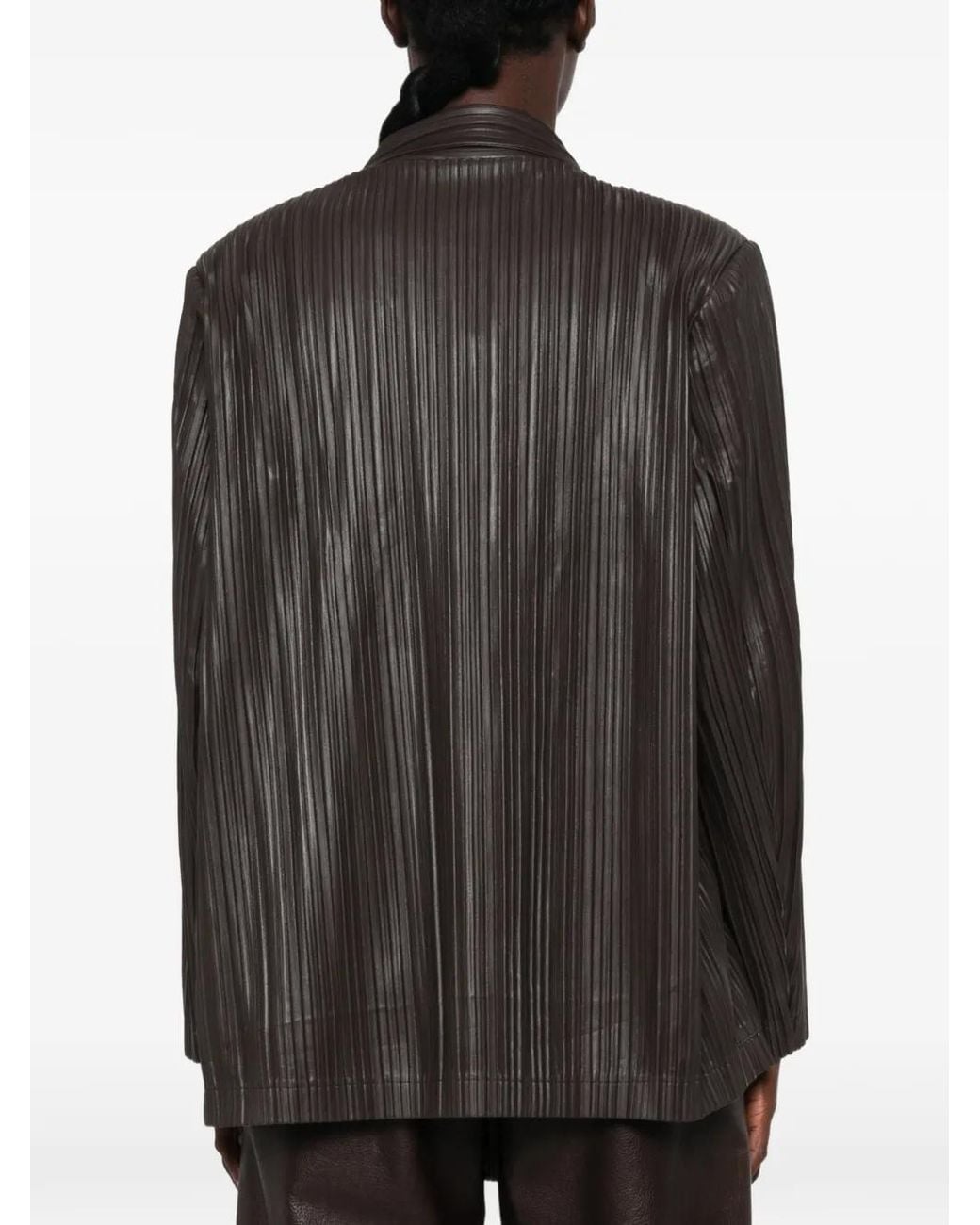 GONGDID DESIGN Black Plissé-Effect Blazer