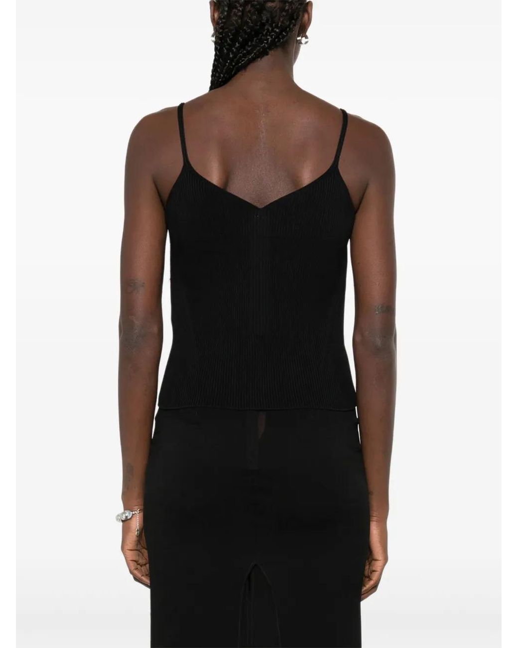 CFCL Black Ribbed V-Neck Top