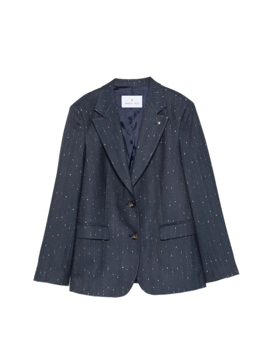 Manuel Ritz Blue Herringbone Pinstripe Jacket
