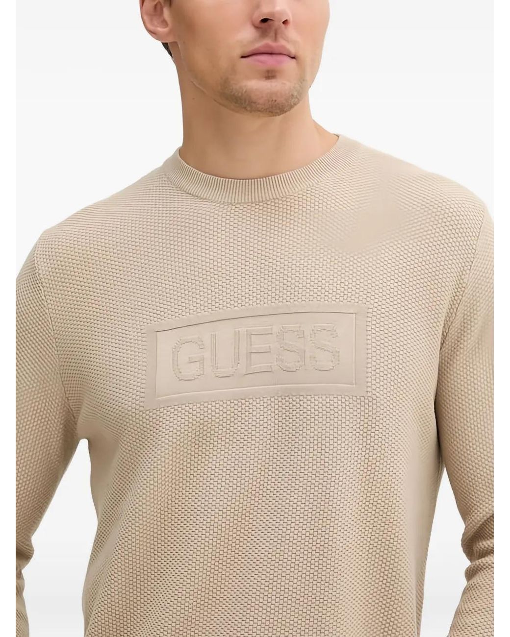 Guess Natural Embossed Textured Sweater for men