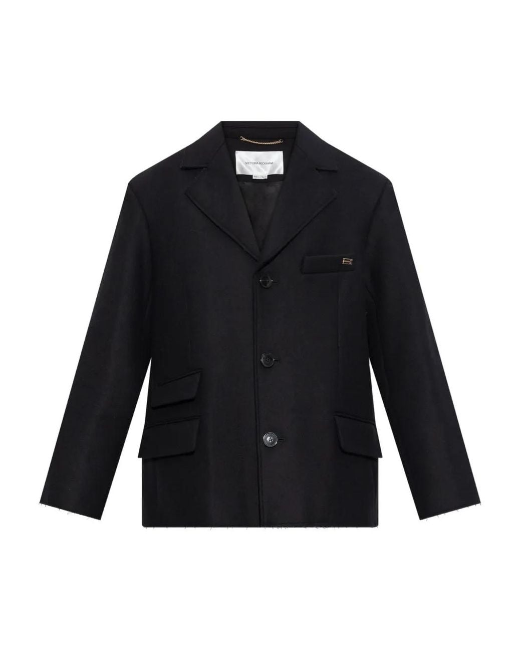 Victoria Beckham Blue Raw-Cut Blazer