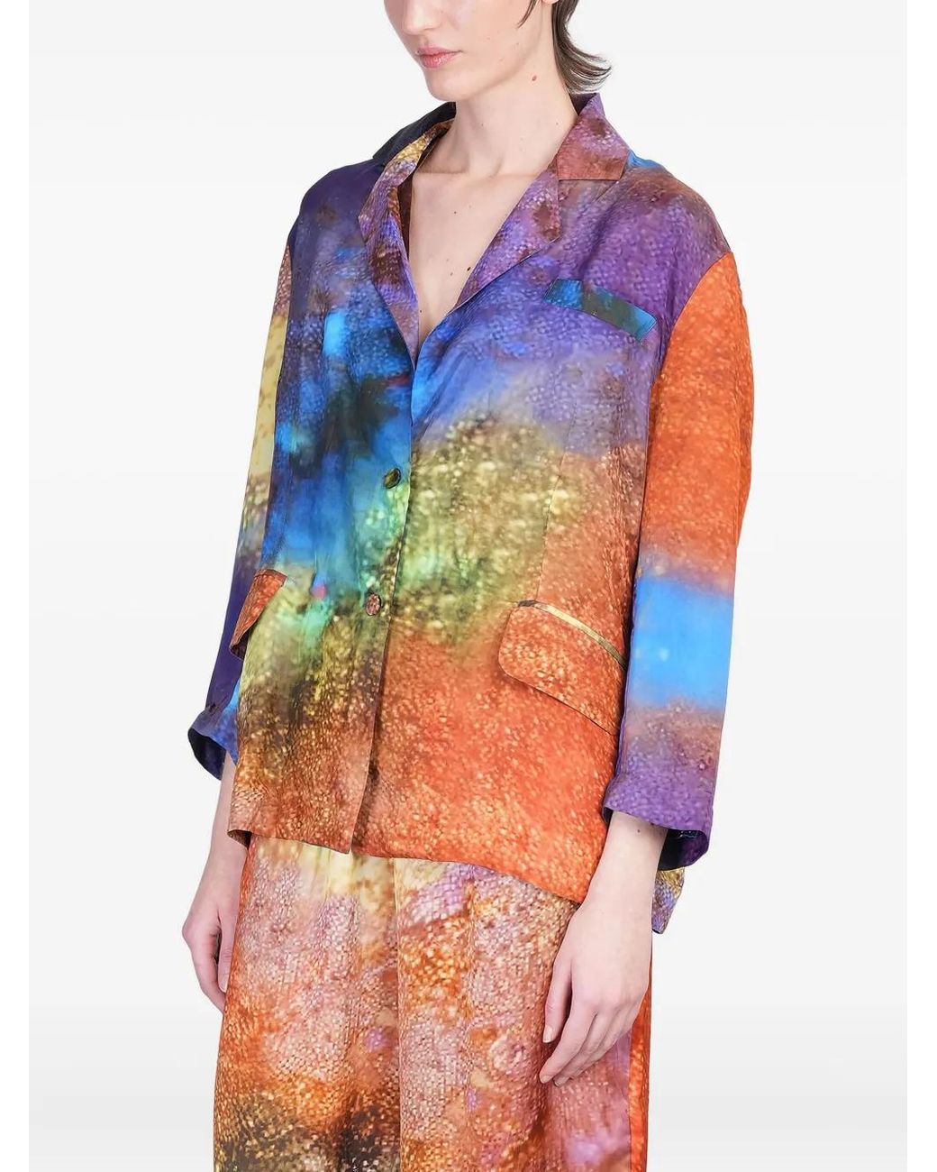 Yavi Blue Abstract-Print Blazer