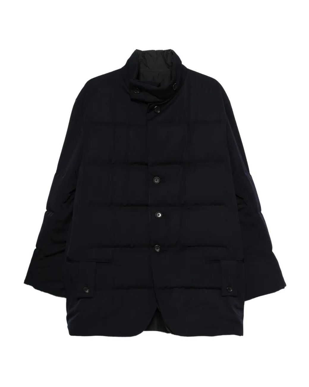 Yohji Yamamoto Blue High-Neck Padded Jacket for men