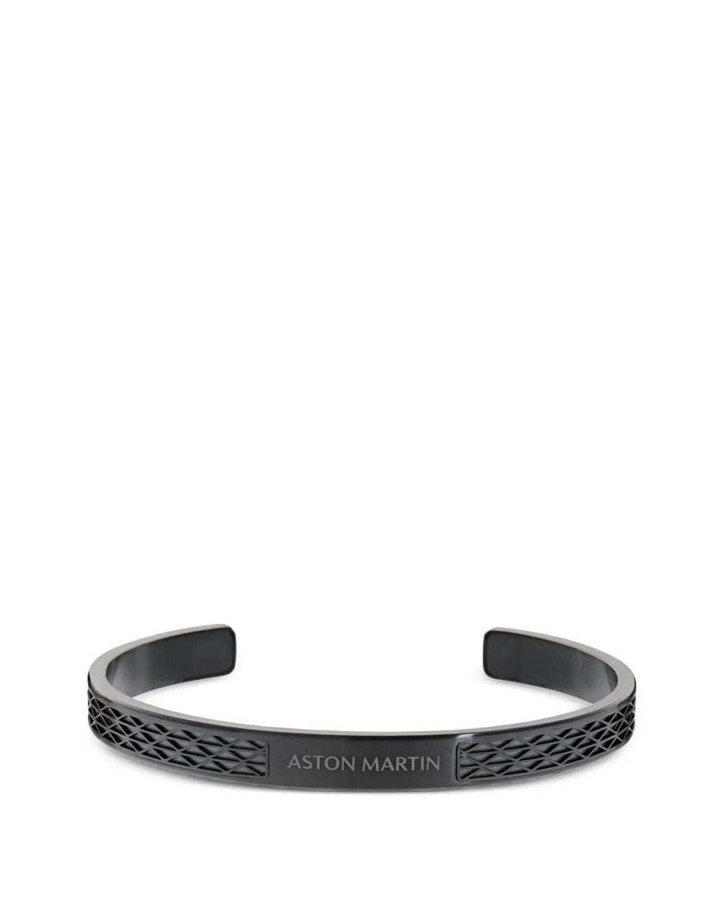 Aston Martin White Engraved Brushed-Metal Bracelet for men