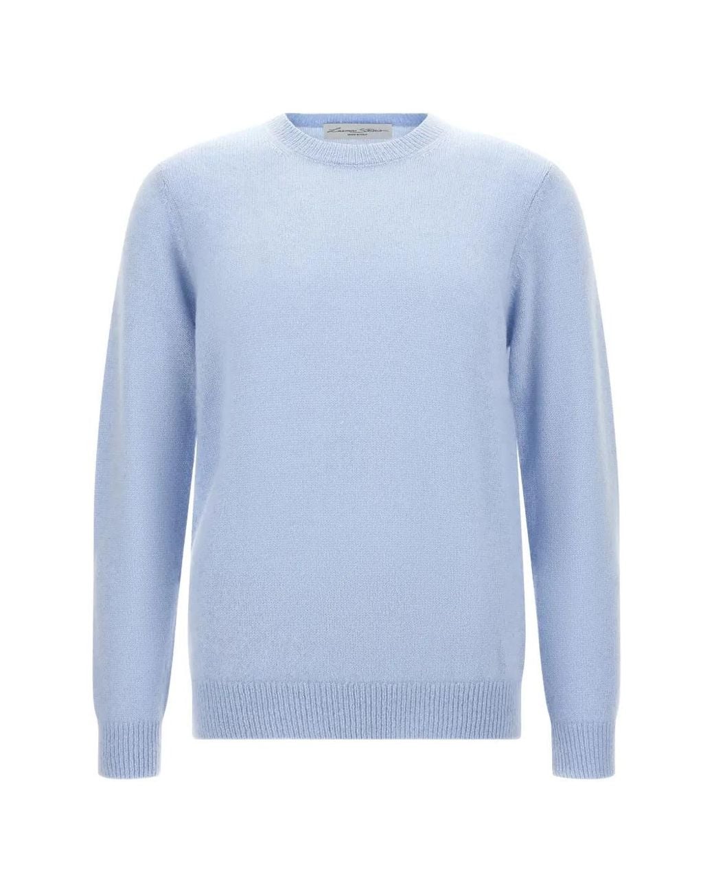 LARMERI STUDIO Blue Crew-Neck Cashmere Sweater for men