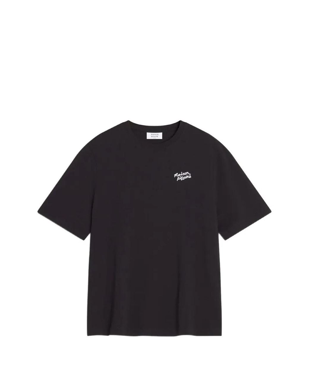 Maison Kitsuné Black Handwriting Logo-Embroidery T-Shirt