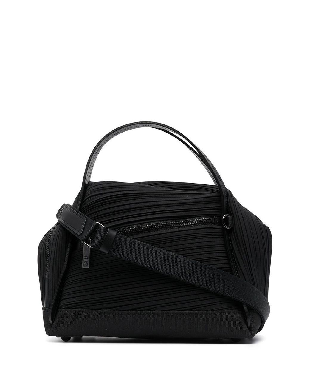 Pleats Please Issey Miyake Pleated Leather Shoulder Bag in Black - Lyst