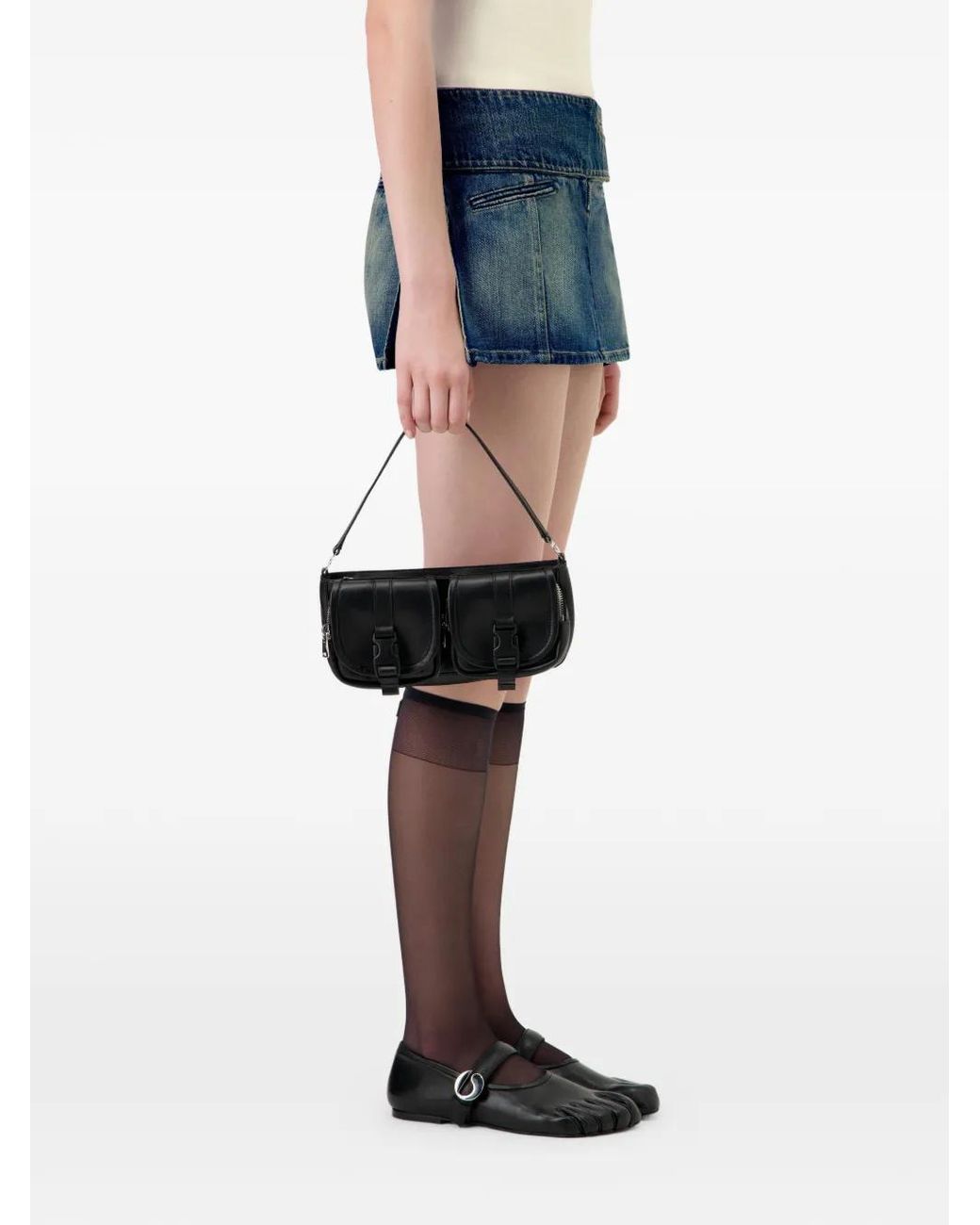 Coperni Blue Panelled Denim Mini Straight Skirt