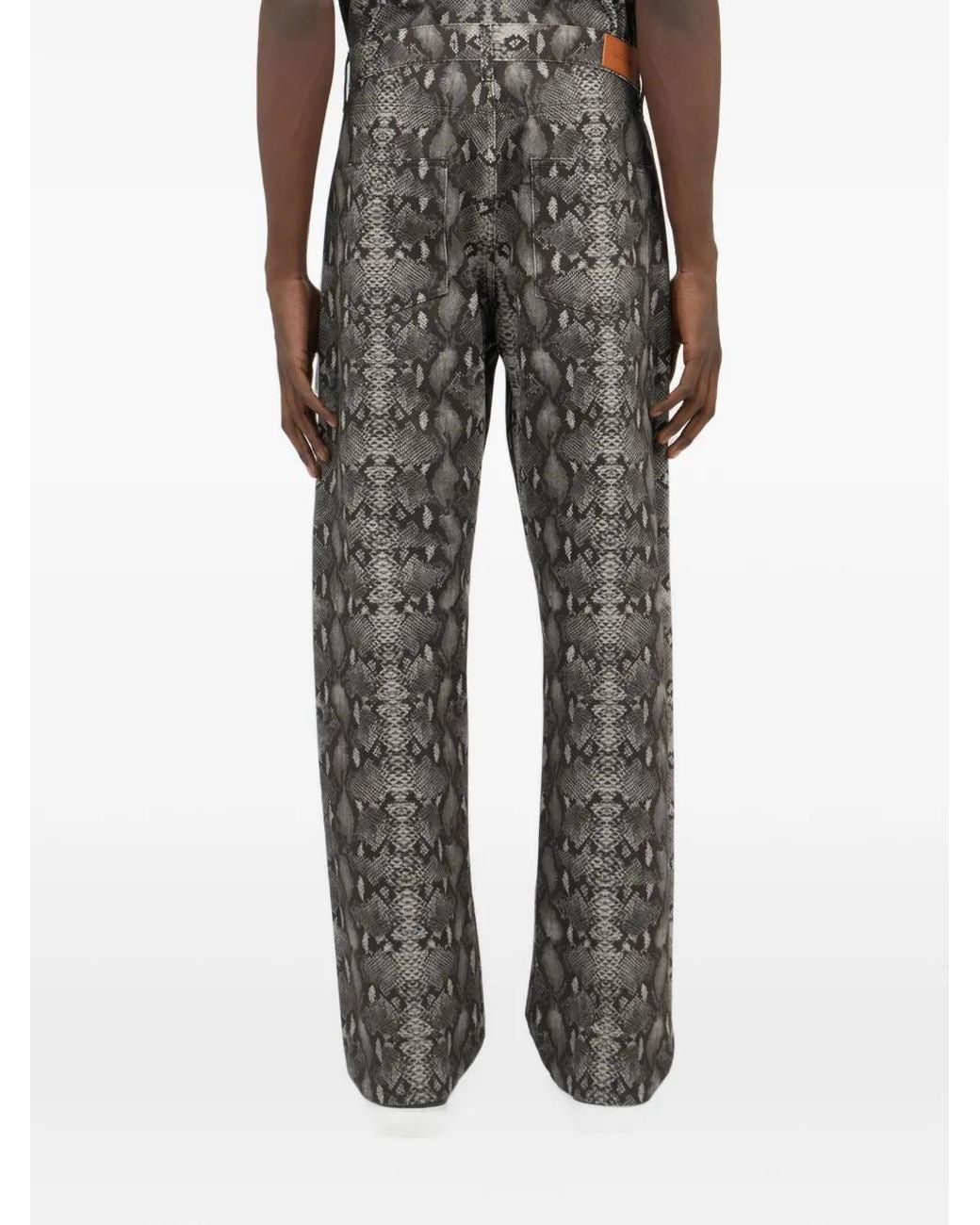Roberto Cavalli Gray Python-Print Jeans for men