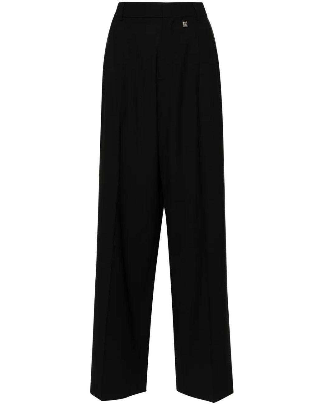 GIUSEPPE DI MORABITO Black High-Waisted Tailored Wool Trousers
