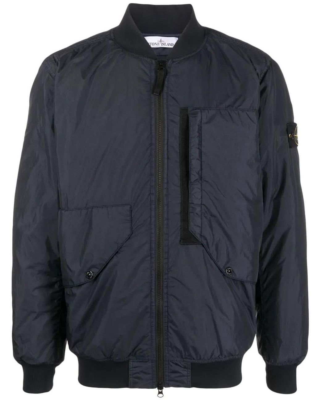 Stone Island Blue Compass-Badge Panelled Bomber Jacket for men
