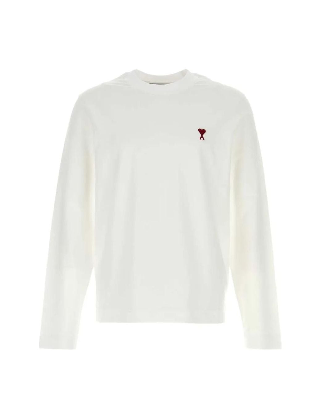 AMI White Cotton Longsleeves T-Shirt With Ami De Coeur