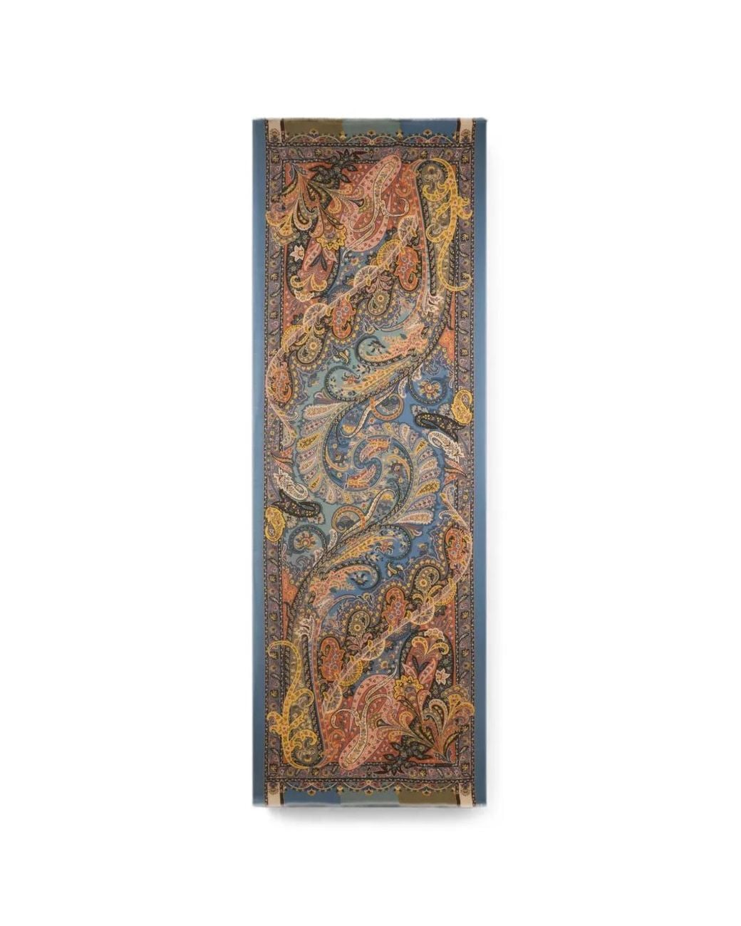 Etro Natural Cashmere And Silk Scarf With Paisley Print for men