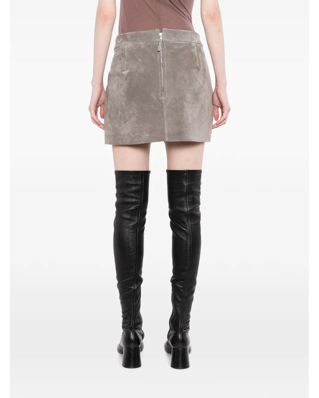 Rick Owens Gray Fog Cutoff Mini Skirt