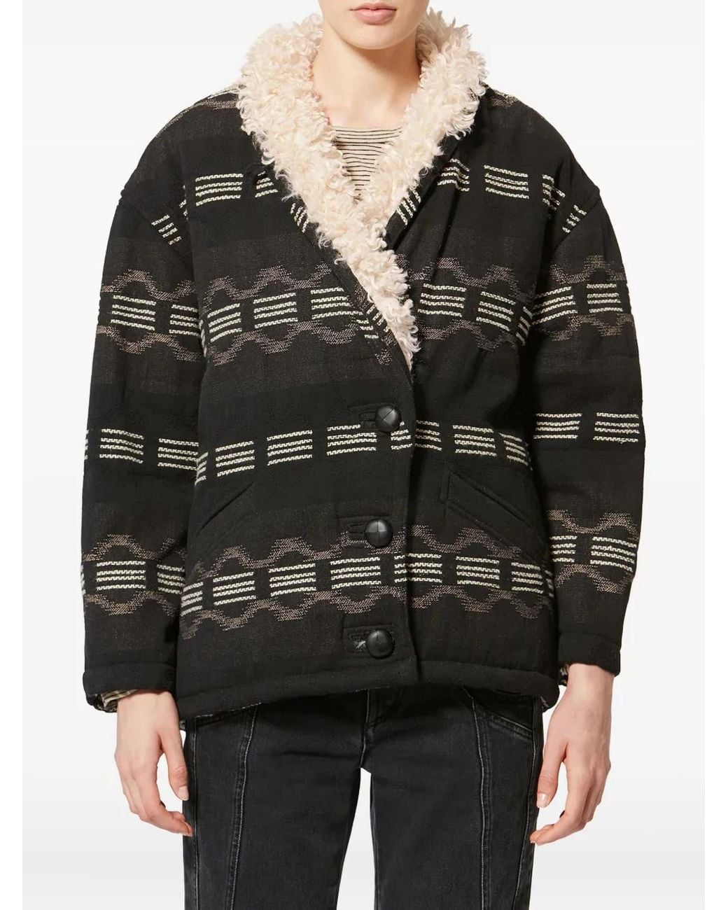 Isabel Marant Black Qayla Patterned Button Jacket