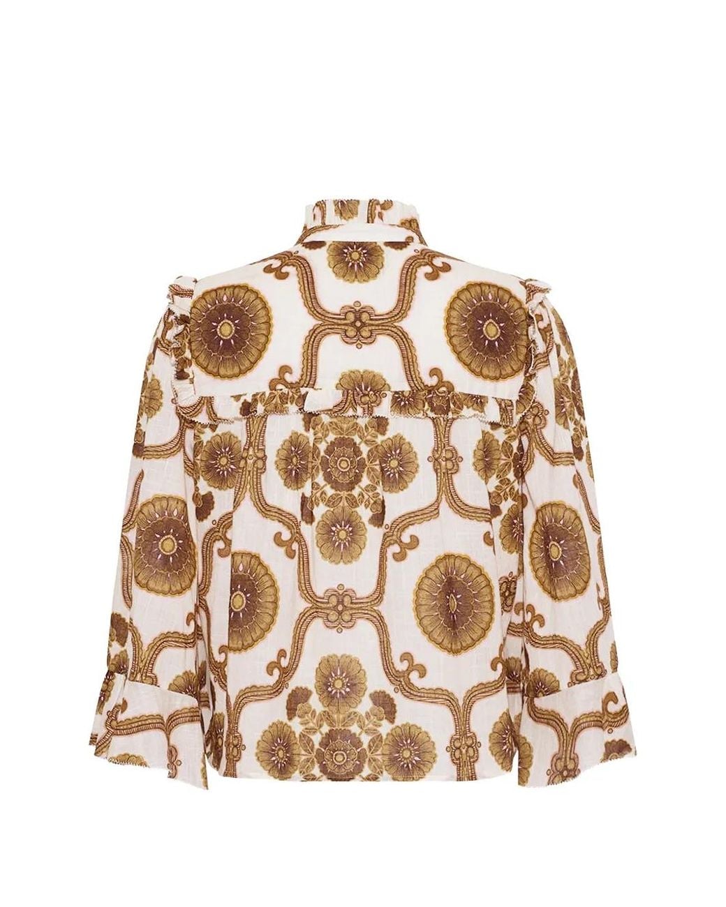 Cara Cara White Ruffle-Trimmed Floral-Print Top