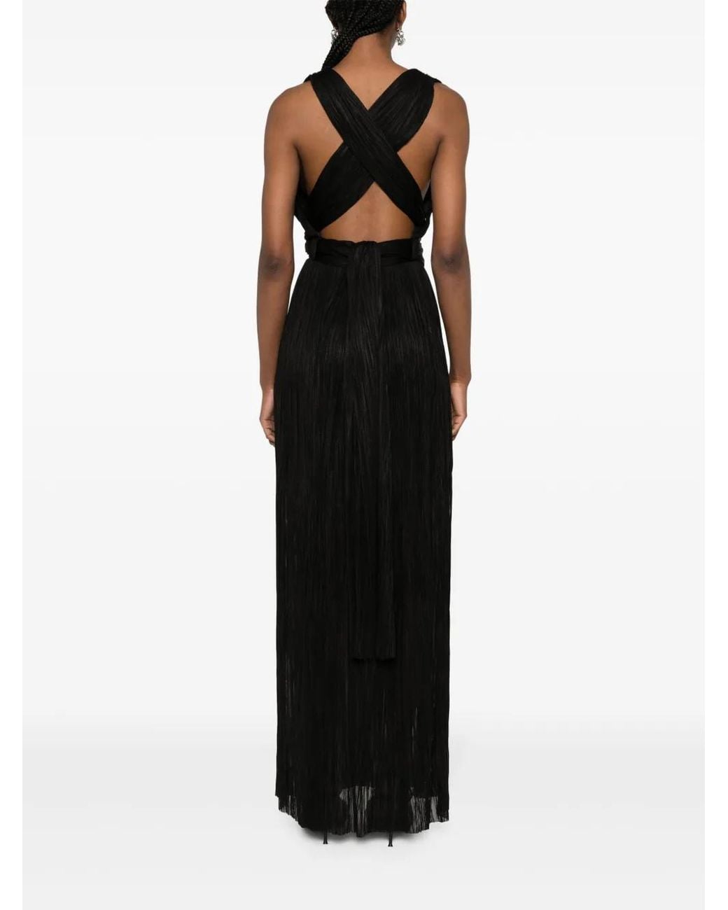 Maria Lucia Hohan Black Kim Plissé Silk Maxi Dress