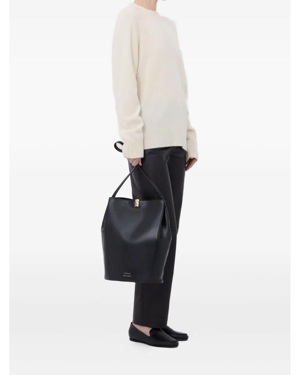 Loulou de Saison White Baltra Ribbed-Hem Cashmere Sweater
