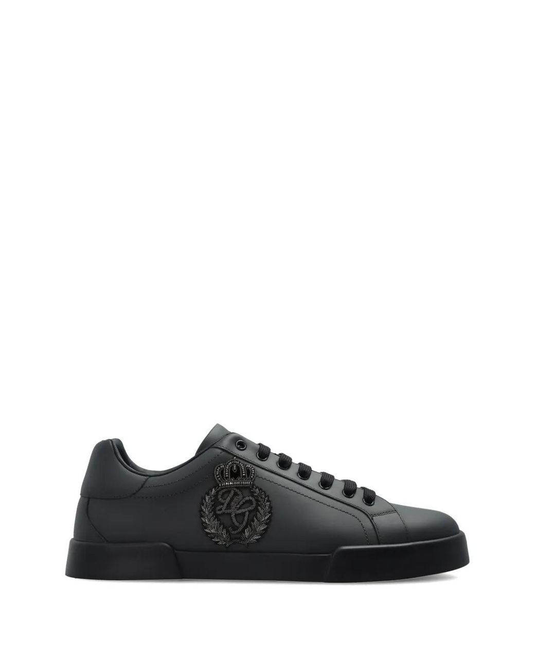 Dolce & Gabbana Black Baskets Portofino Light En Cuir De Veau Strobel for men