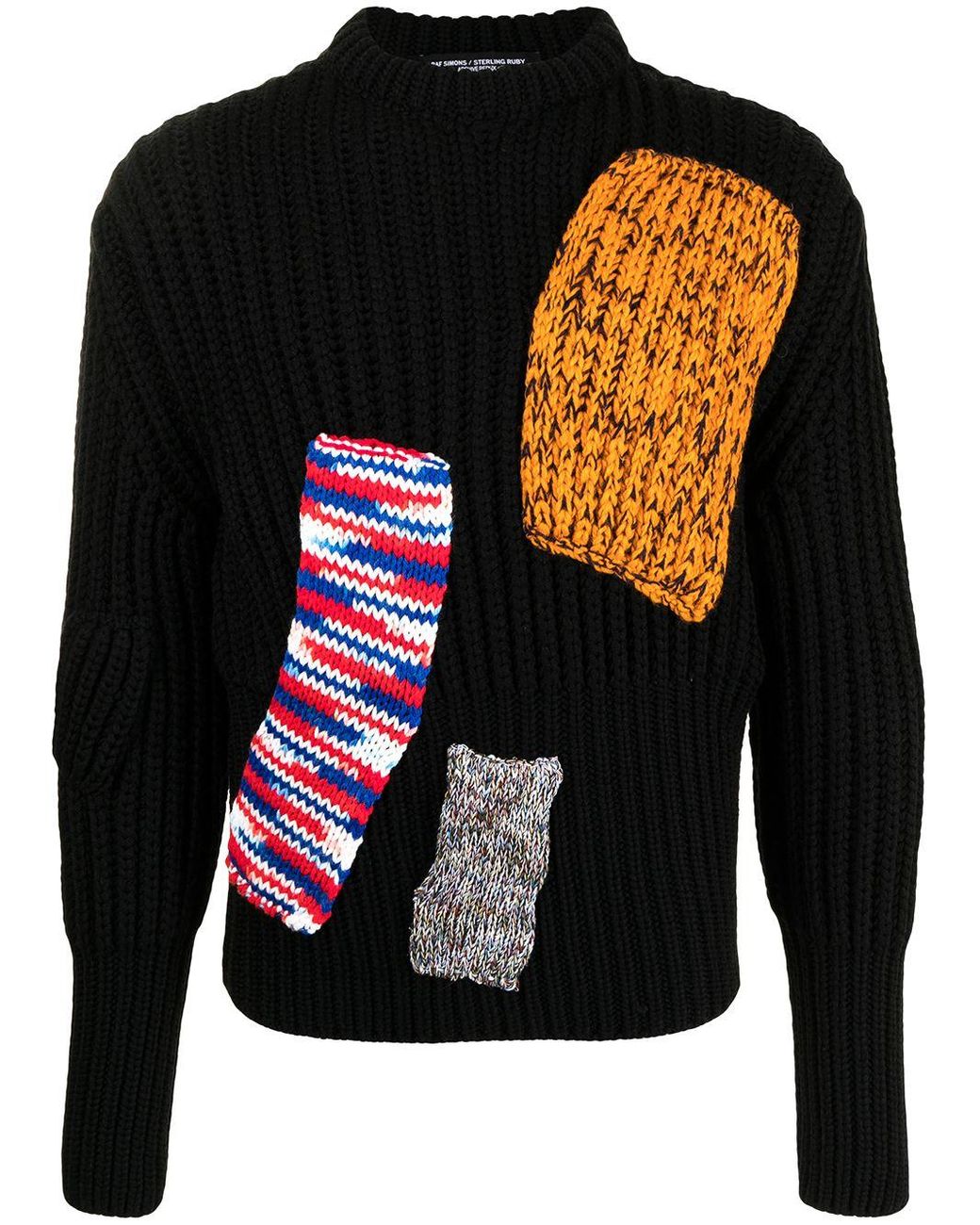 raf simons patchwork knitted jumper