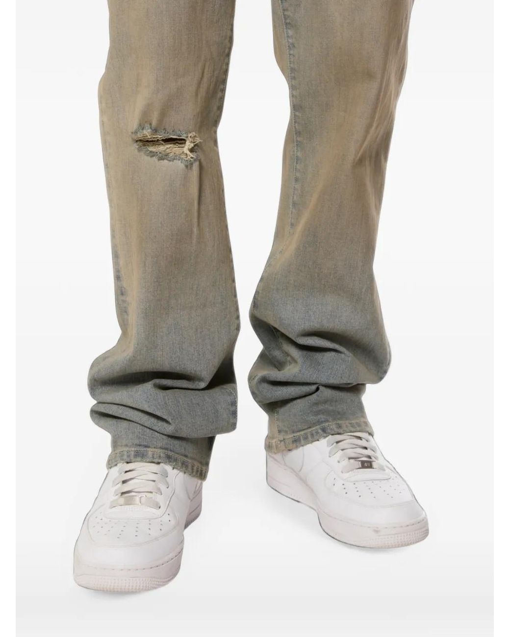 LLC Gray Distressed-Effect Jeans for men