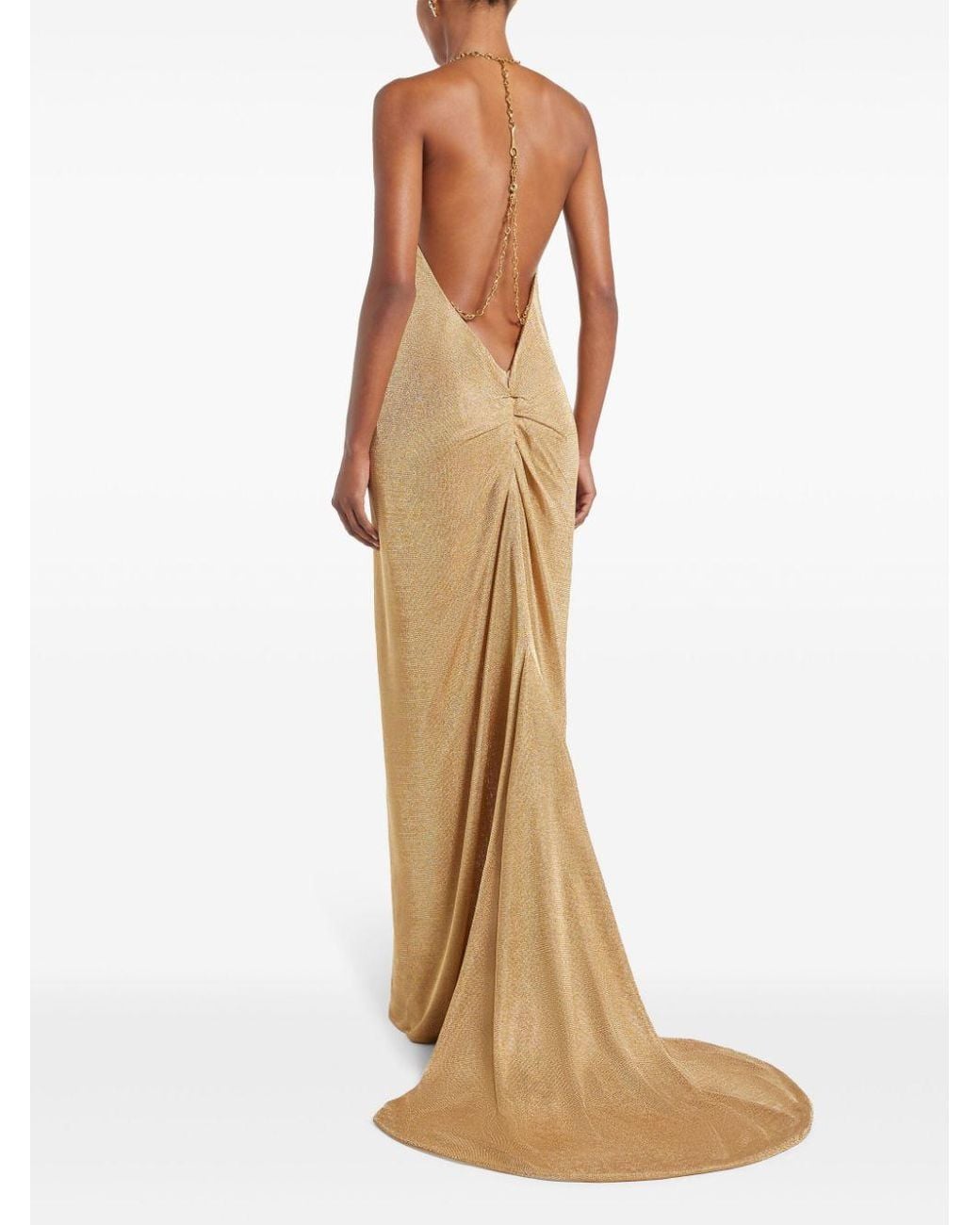 Tom Ford Metallic Maxi Dress in Natural | Lyst