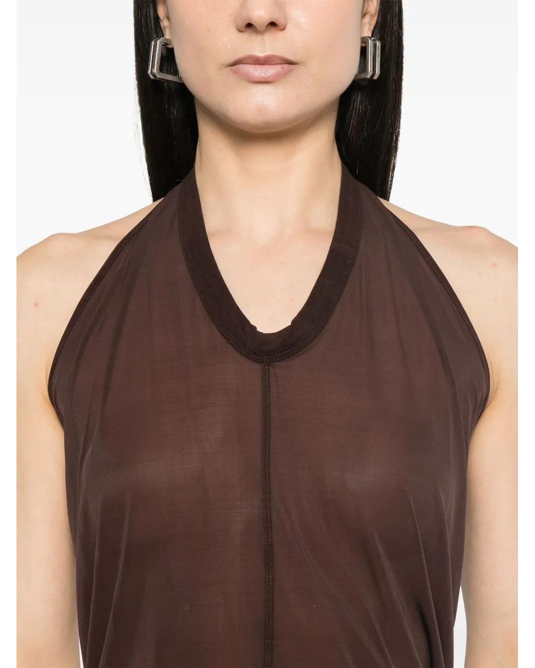 Rick Owens Brown Halter T Top