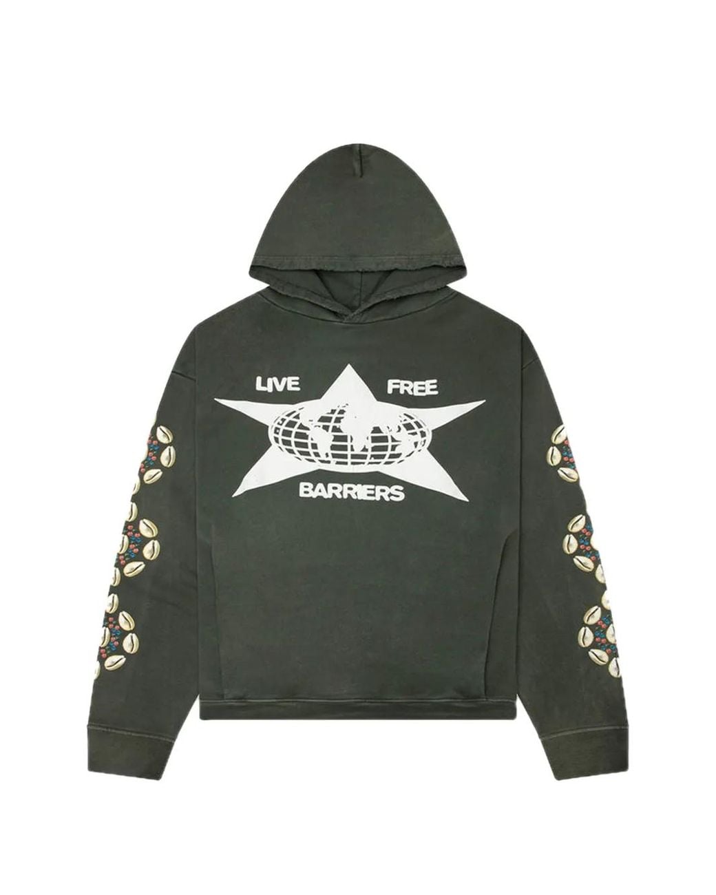 Barriers Green Cowrie Shell Hidden-Pocket Hoodie for men