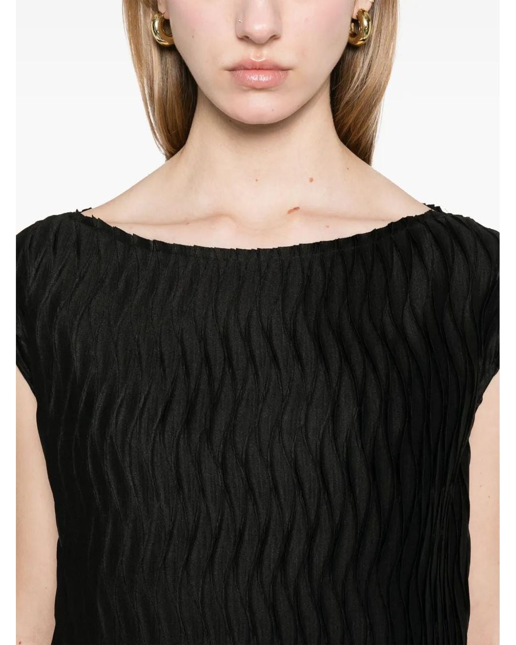 Herno Black Plissé Top