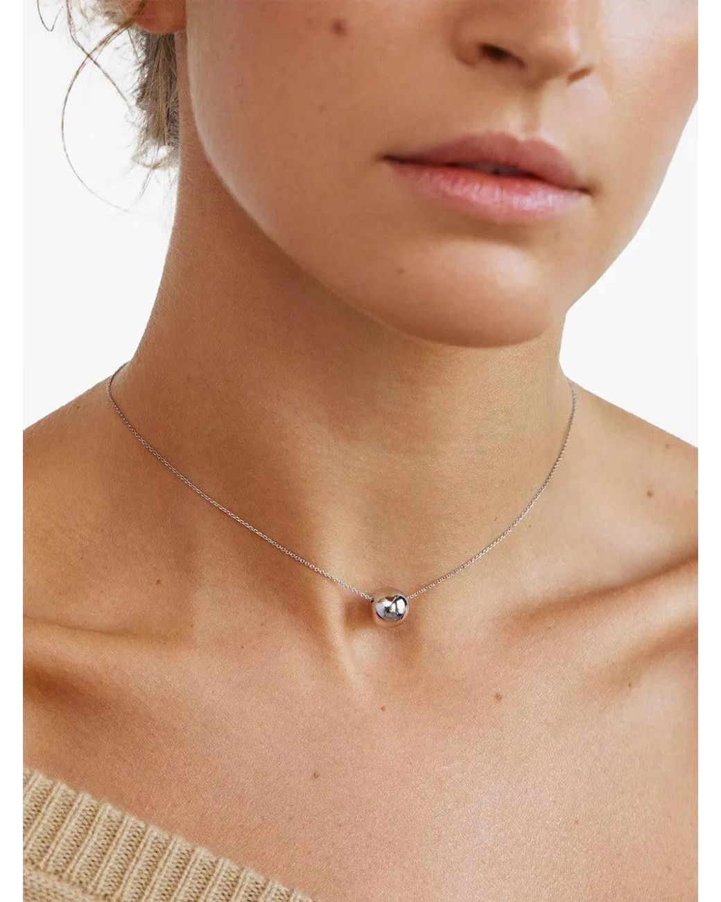 Guzema White Classic Semi-Orb Necklace