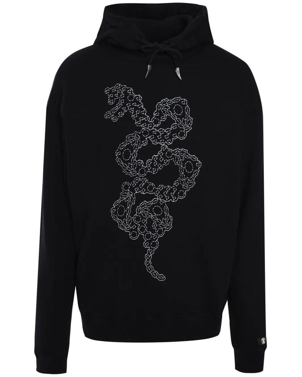 Roberto Cavalli Black Snake-Stitch Hoodie for men