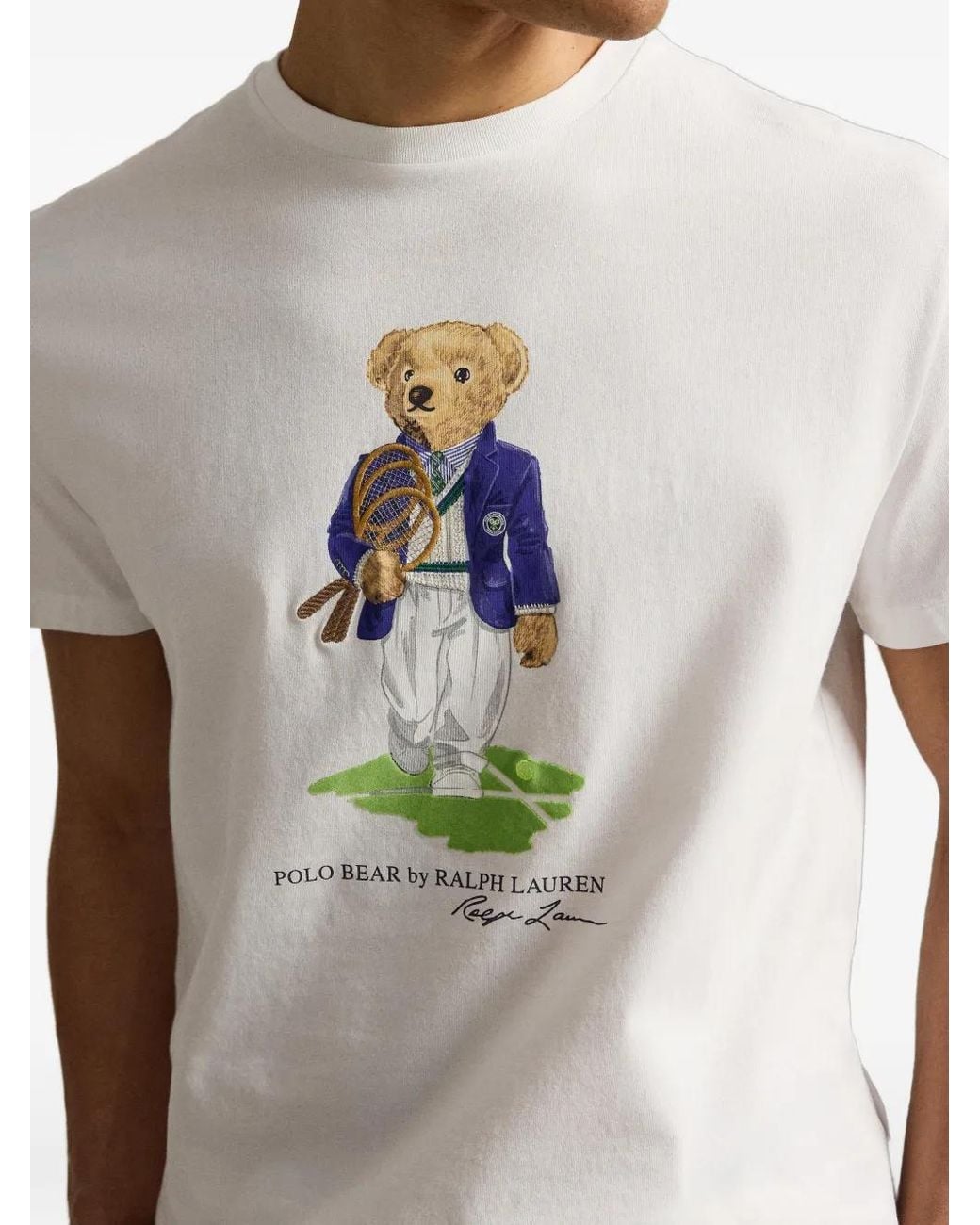 Polo Ralph Lauren White X Wimbledon Classic-Fit Polo Bear Cotton-Jersey T-Shirt for men