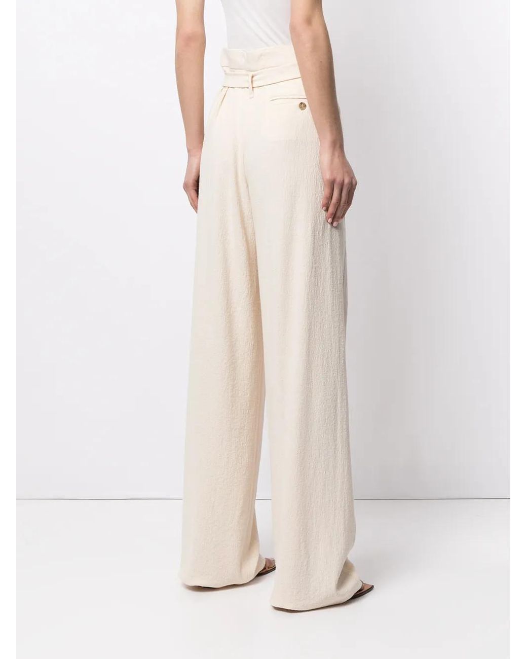 Jonathan Simkhai White Emiko Textured Wide-Leg Trousers