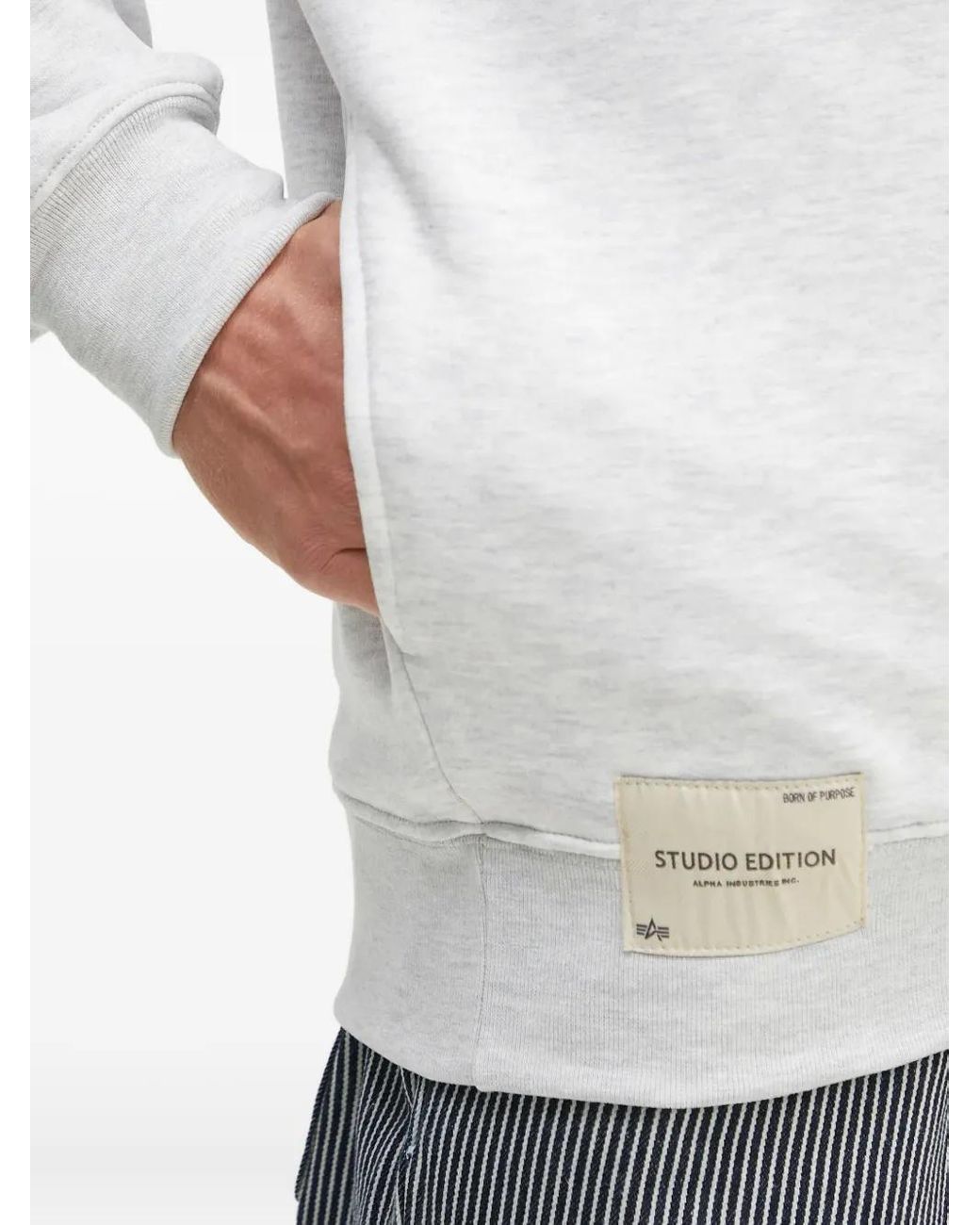 Alpha Industries White Studio Cotton Hoodie for men