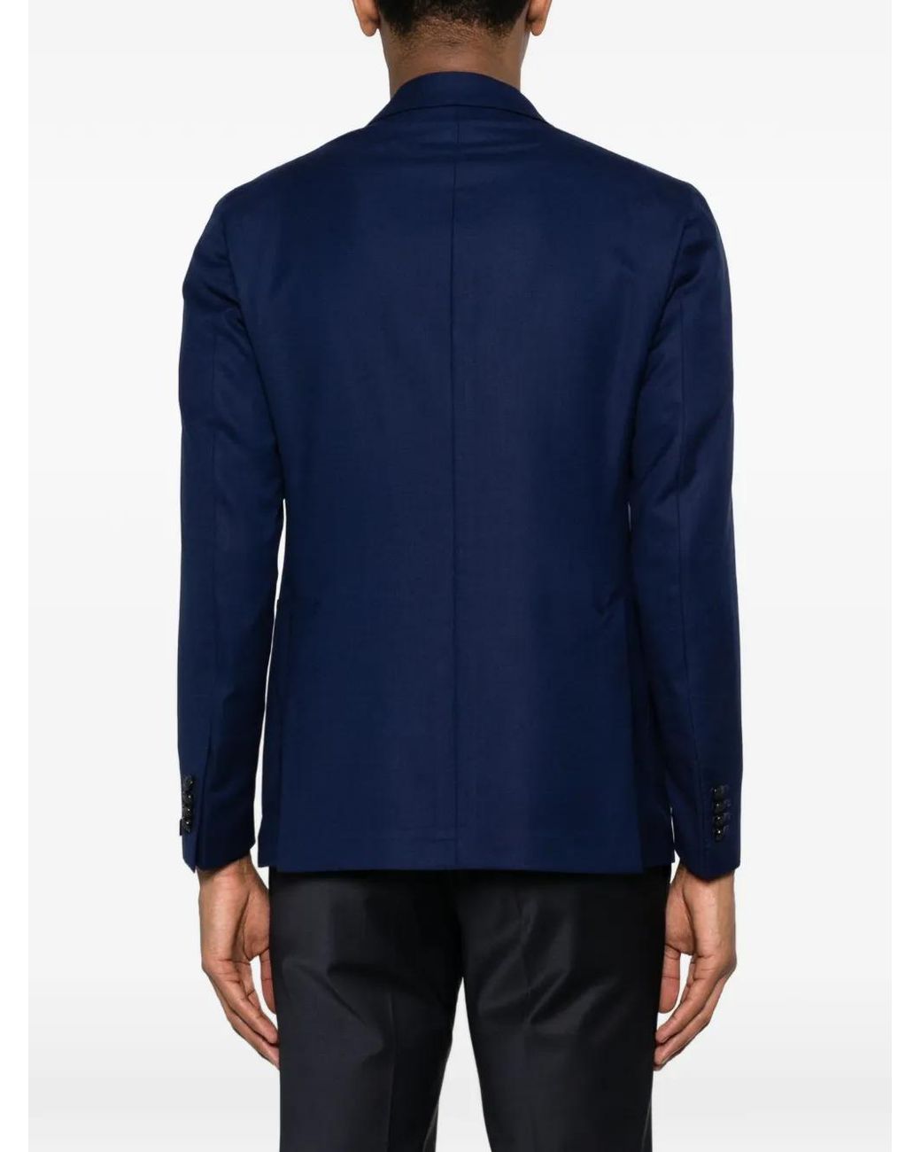 Tagliatore Blue Double-Breasted Patch-Pockets Blazer for men