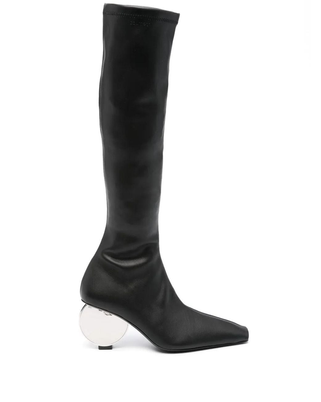 Courreges Black Circle 90Mm Faux-Leather Knee-High Boots