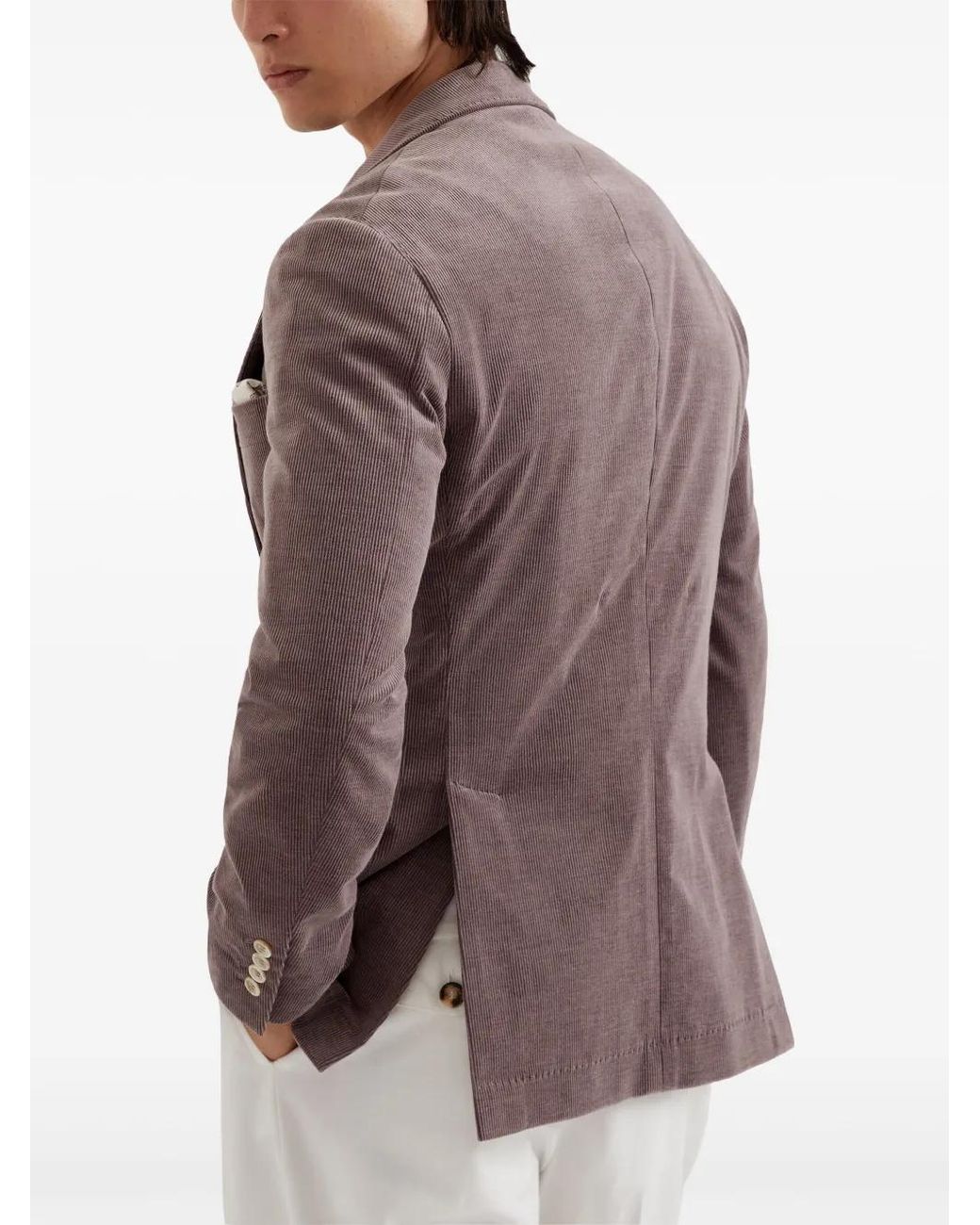 Brunello Cucinelli Purple Single-Breasted Cotton-Blend Blazer for men