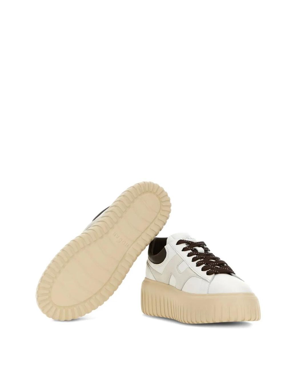 Hogan White H-Stripes Leather Sneakers
