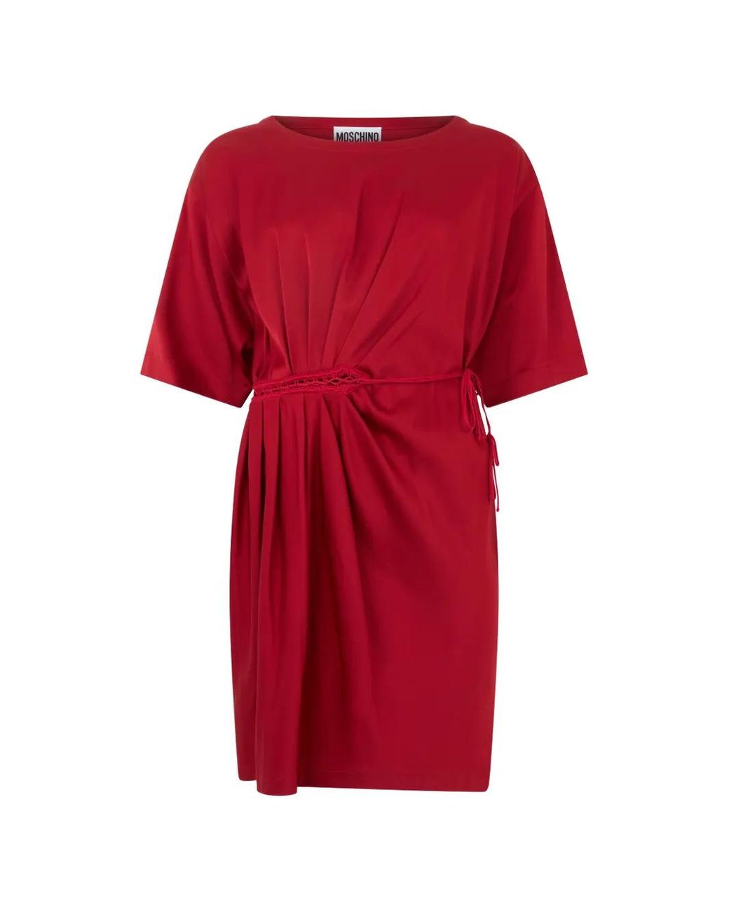 Moschino Red Robe Courte À Design Plissé Et Finitions En Crochet