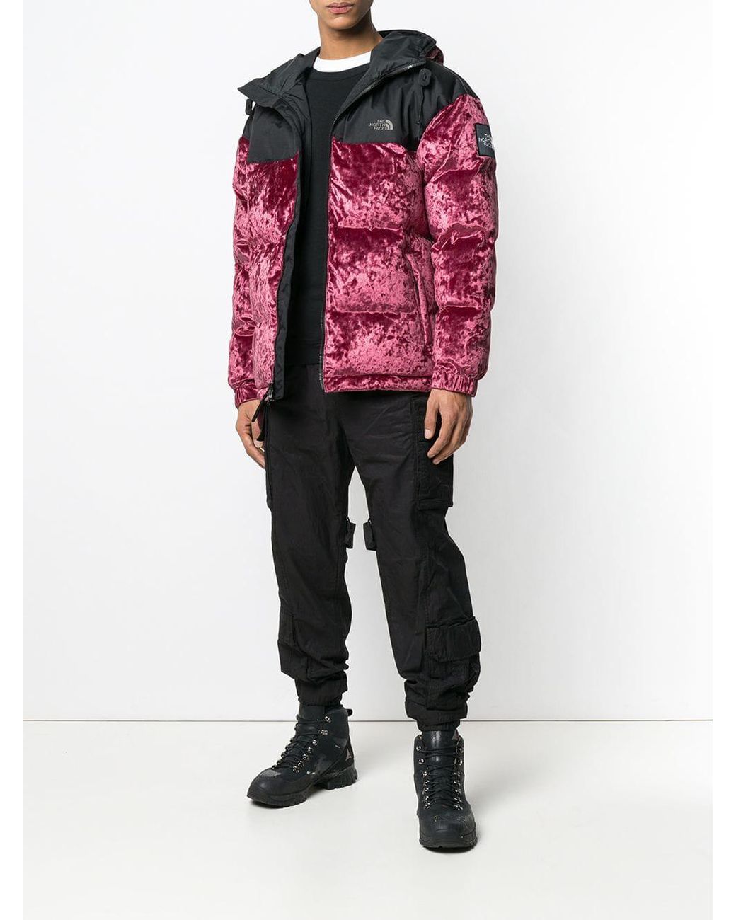 The North Face Velvet Puffer Jacket in Pink for Men | Lyst