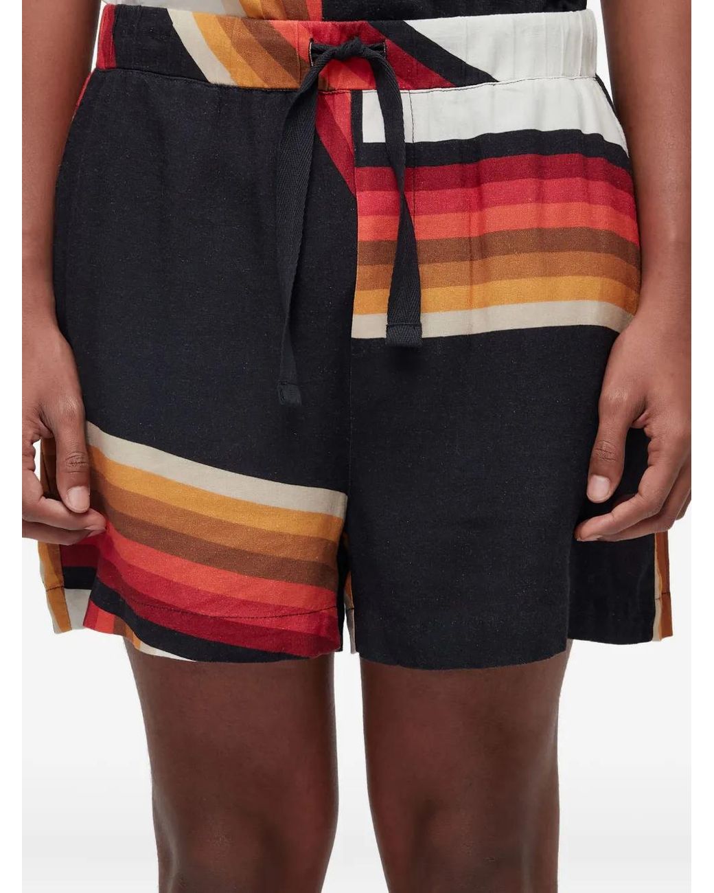 Osklen Black Stripe-Print Drawstring Shorts for men