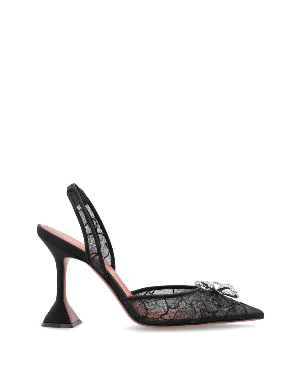 AMINA MUADDI White Lace Pumps With 95Mm Signature Heel And Crystal-Embellished Bow