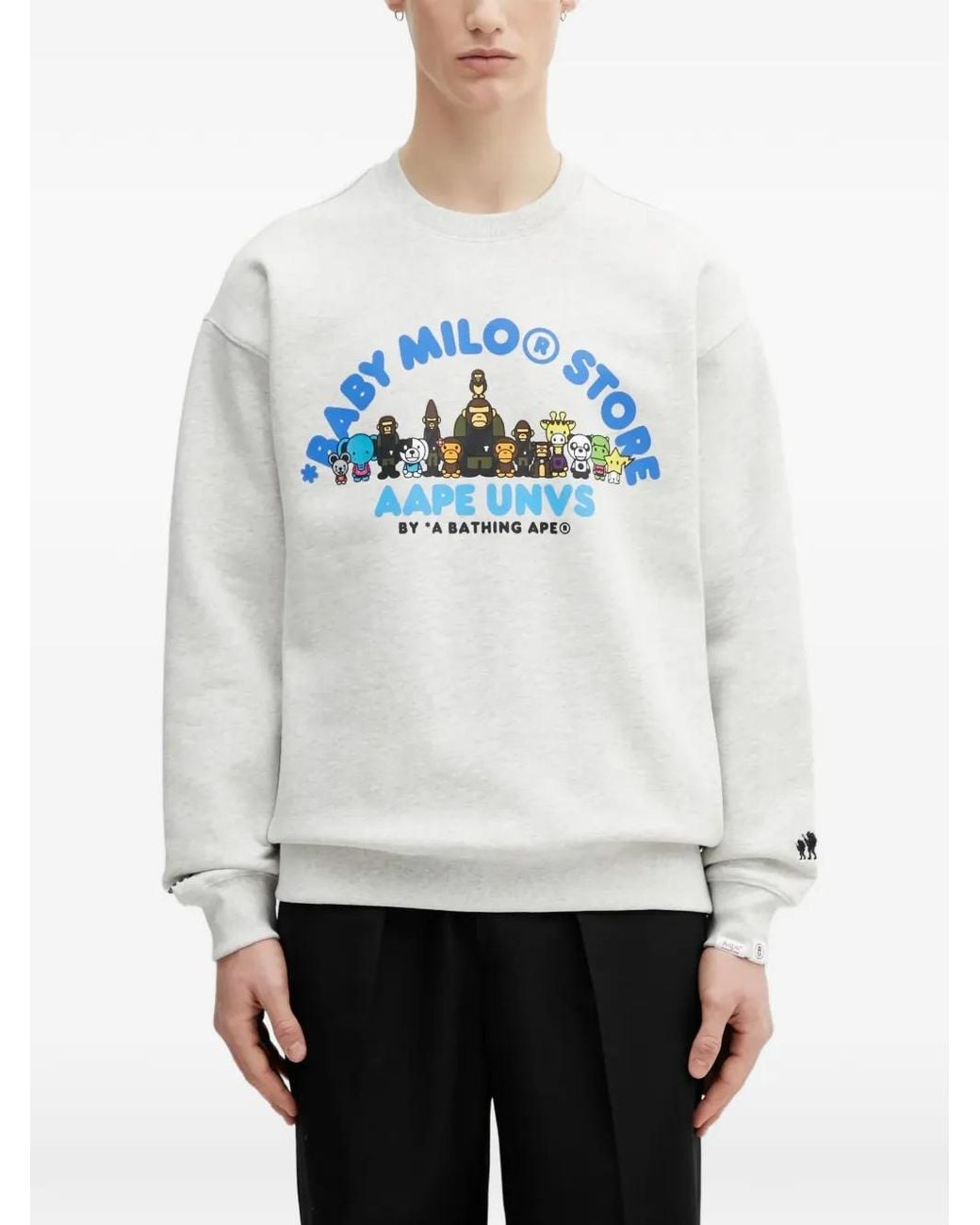 Aape By A Bathing Ape Gray X Baby Milo Store Aapeunvs Crew Neck Sweatshirt for men