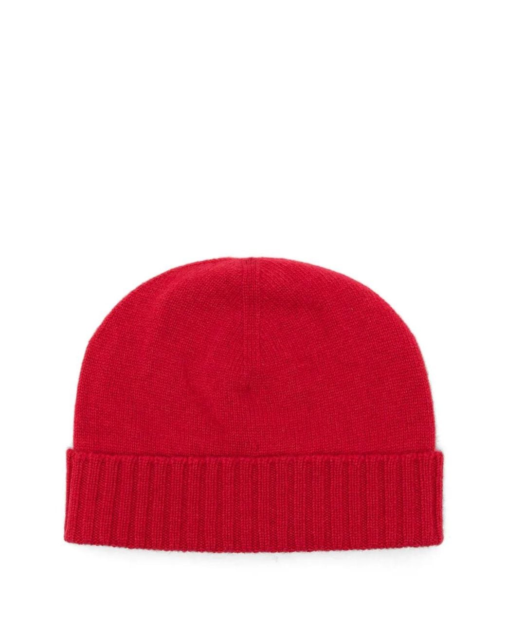 Malo Red Ribbed-Trim Knitted Beanie Hat