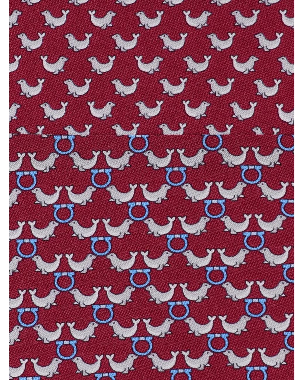 Ferragamo Purple Circus Print Silk Tie for men