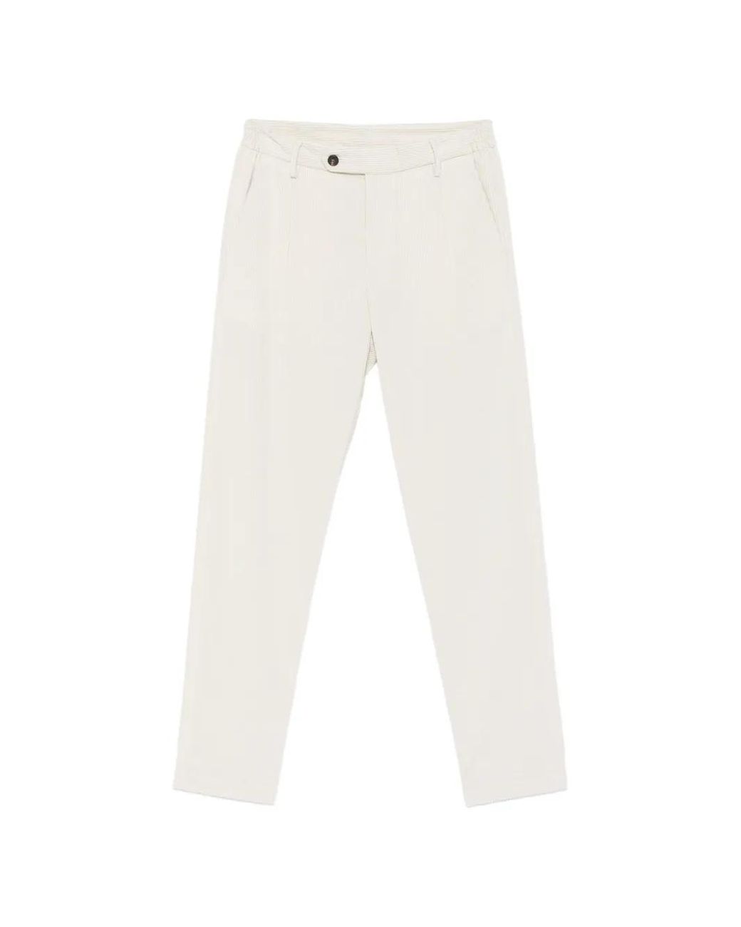 Eleventy White Pleated Corduroy Trousers for men