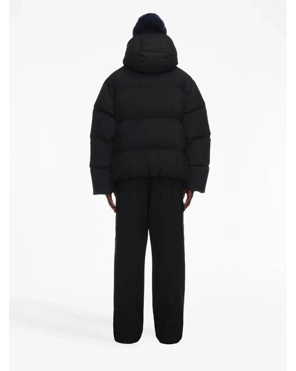 Off-White c/o Virgil Abloh Black Boxy Puffer Jacket With High Collar And Hood for men